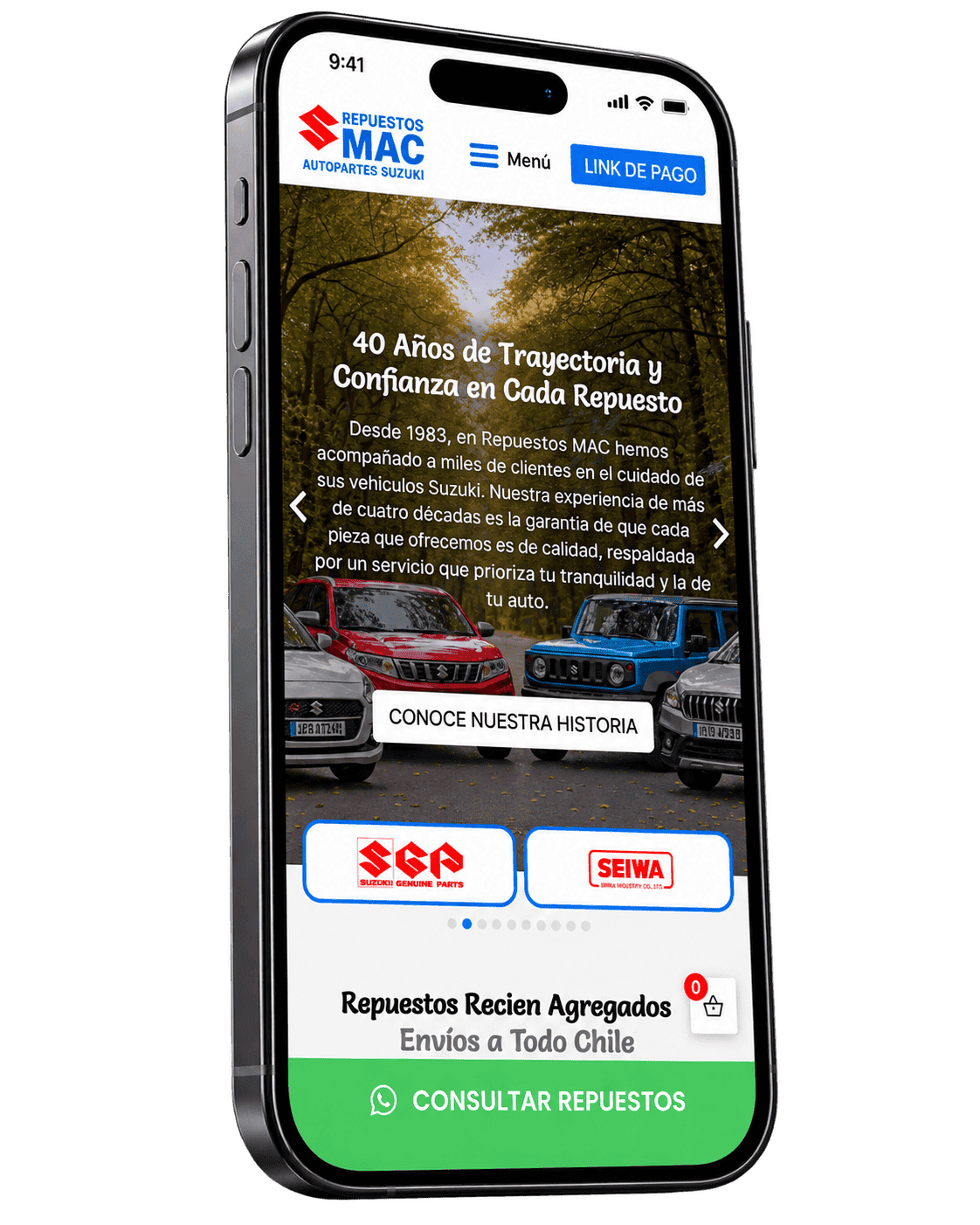 desarrollo de paginas web repuestos de auto adaptada movil